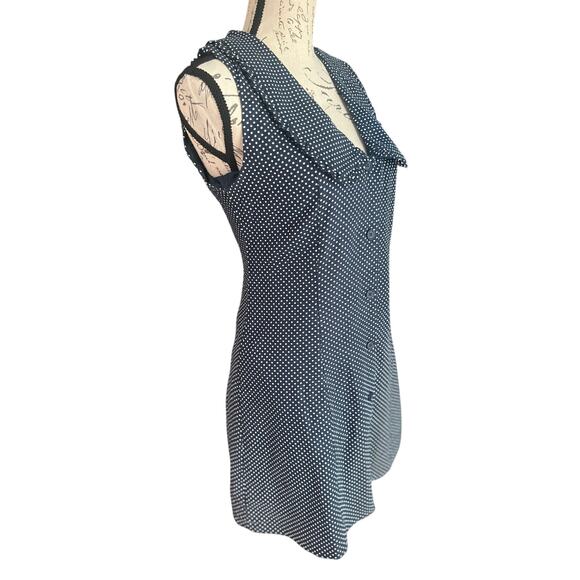 NWT Caroline Constas Gabriella  Preppy Linen Blue, White Polka Dot Dress, Size 4 - Picture 9 of 11